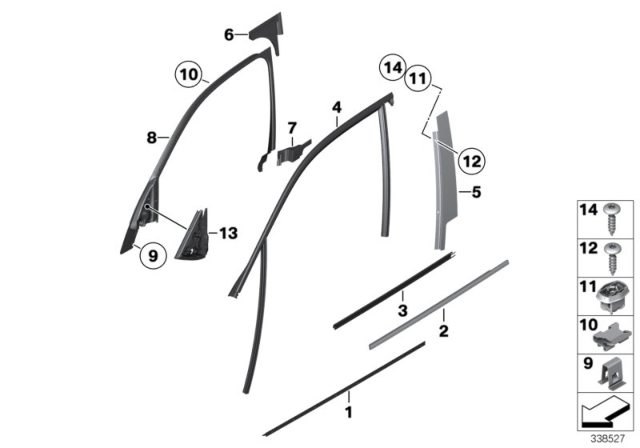 2014 BMW X1 Trims And Seals, Door Diagram 1