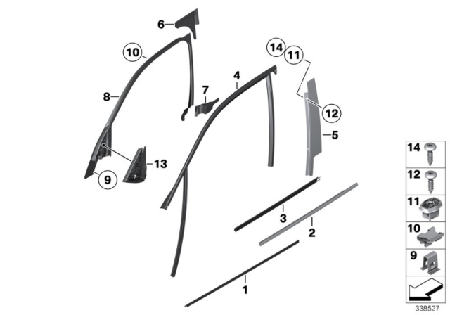 2015 BMW X1 Channel Cover,Exterior,Door, Front Left Diagram for 51332990875