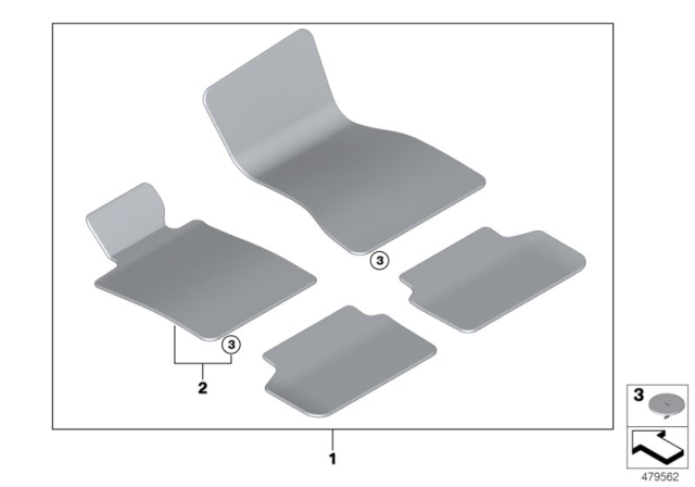 2019 BMW 540i Floor Mat Velours Diagram