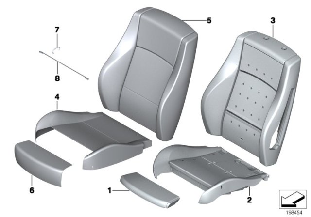 2014 BMW X1 Leather Cover Sport Backrest Left Diagram for 52107324157