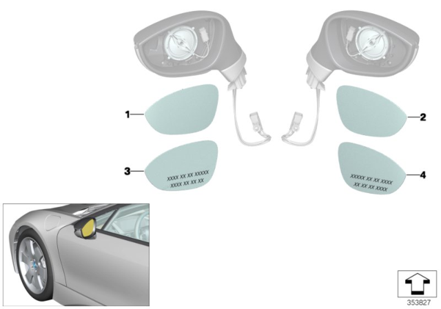 2020 BMW i8 Mirror Glass, Heated, Plane, Left Diagram for 51167233085