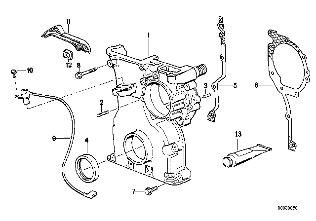 1992 BMW 525i Timing Case Diagram