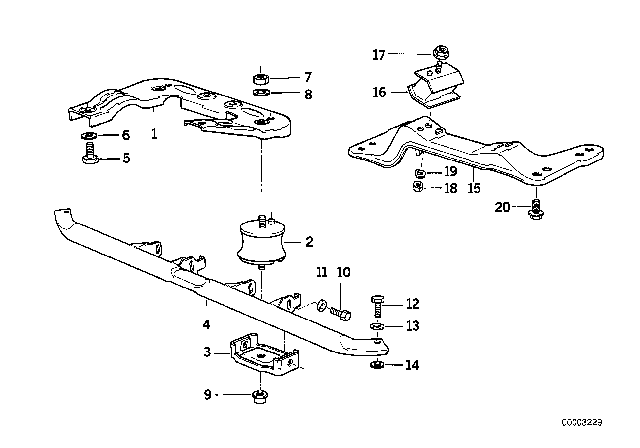 1993 BMW 320i Gearbox Suspension Diagram 1