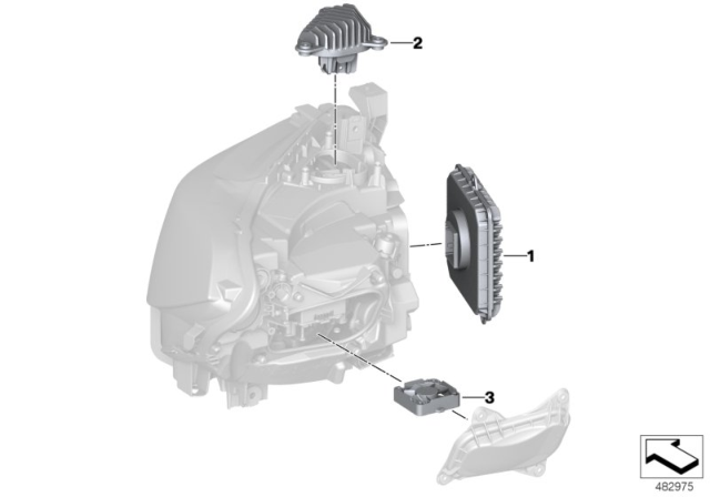 2018 BMW 230i xDrive Electronic Components, Headlight Diagram