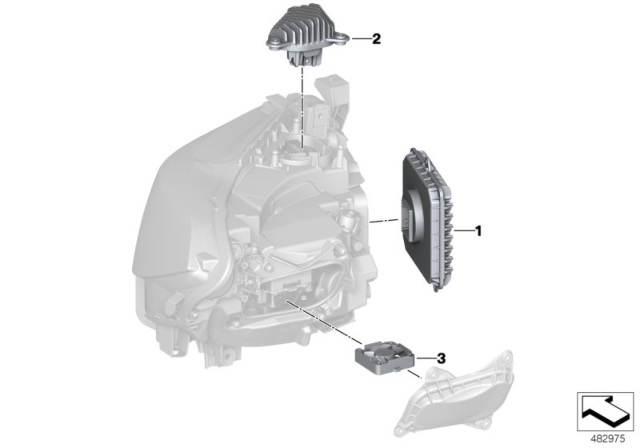 2019 BMW M2 Electronic Components, Headlight Diagram