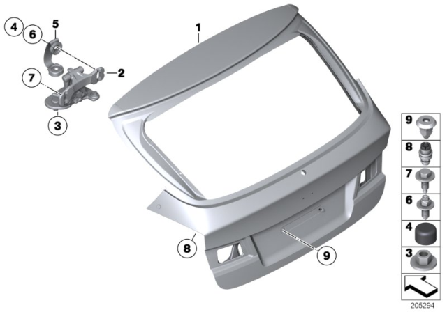 2014 BMW X1 Single Components For Trunk Lid Diagram