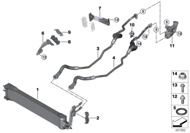 2020 BMW X7 Transmission Oil Cooler / Oil Cooler Line Diagram