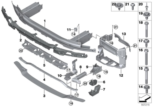 2018 BMW M5 Deformation Element, Front Bottom Left Diagram for 51118073505