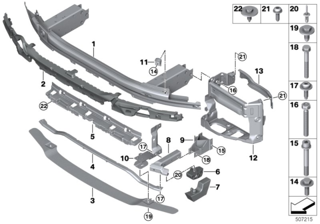 2018 BMW M5 Carrier, Bumper, Front Bottom Diagram for 51118068452