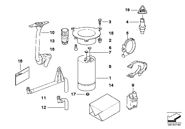 1996 BMW 740iL Safety Pressure Switch Diagram for 64538391639