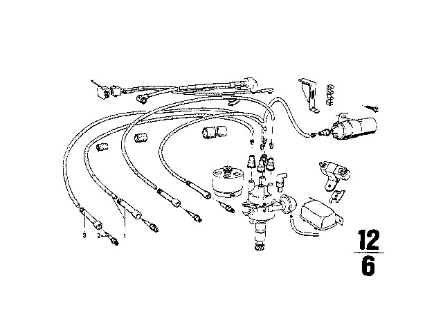 1970 BMW 1602 Spark Plug / Ignition Wire / Ignition Coil Diagram