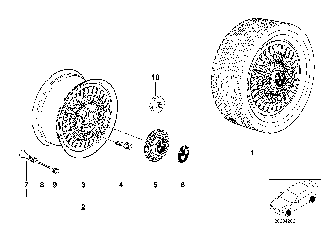 2002 BMW Z3 Cross-Spoke Styling Diagram