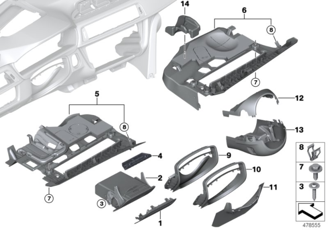 2019 BMW 440i Mounting Parts, Instrument Panel Diagram 1