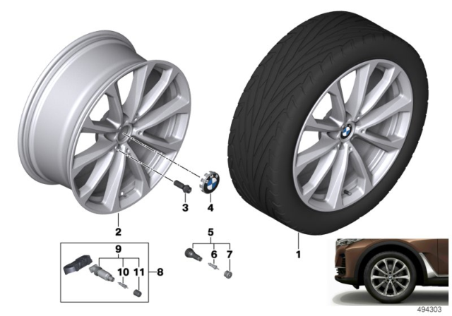 2020 BMW X7 BMW LA Wheel, V-Spoke Diagram 1