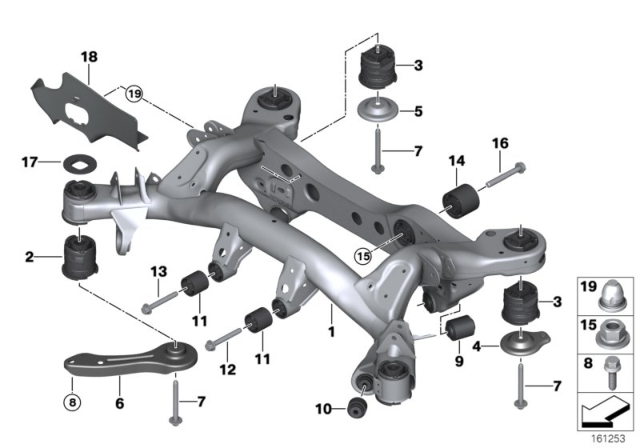 2010 BMW 328i xDrive Rubber Mounting Rear Diagram for 33316768645