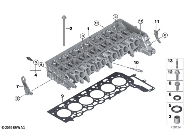 2018 BMW 540d xDrive Cylinder Head / Mounting Parts Diagram