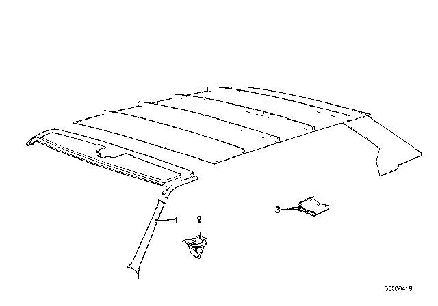 1979 BMW 633CSi Windshield Frame Cover Diagram