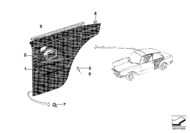 1968 BMW 2002 Lateral Trim Panel, Navy Blue, Left Diagram for 51431845031