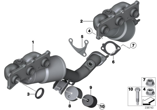 2011 BMW X3 Exhaust Manifold With Catalyst Diagram