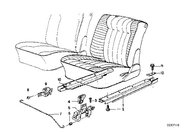 1978 BMW 733i Front Seat Unlocking Diagram