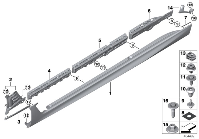 2018 BMW 640i xDrive Gran Turismo SUPPORT STRIP, ROCKER PANEL Diagram for 51177387355