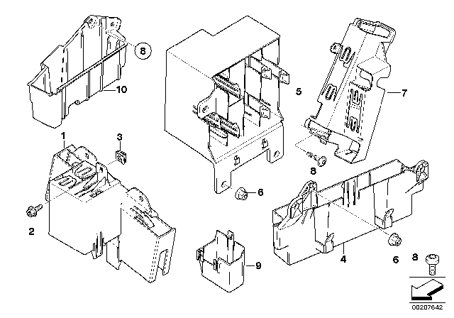 2008 BMW X5 Bracket For Body Control Units And Modules Diagram