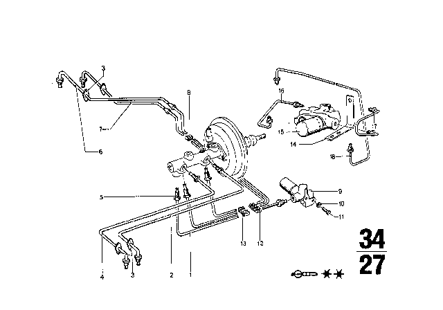 1974 BMW 2002 Brake Pipe, Front Diagram