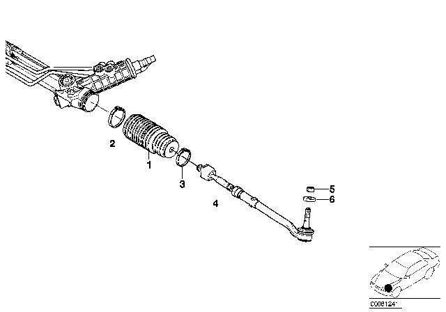 2002 BMW Z8 Tie Rod Diagram for 32211096988