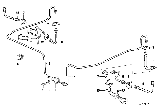 1999 BMW 328is Brake Pipe Rear Disk Brake Diagram