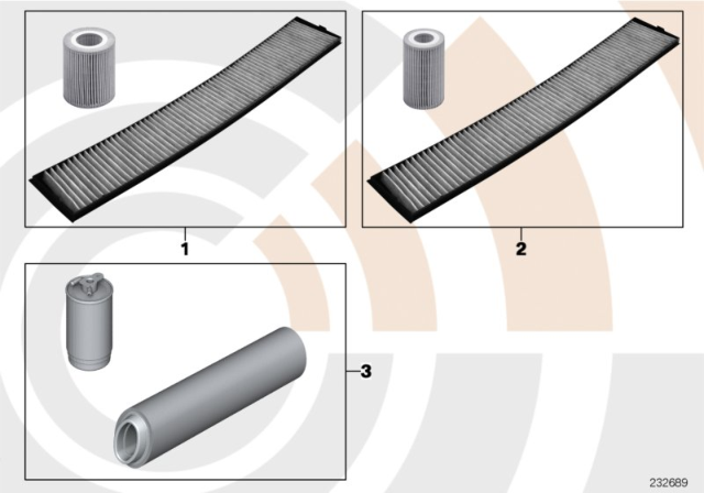 2002 BMW 325Ci Service Kit, Service I / Oil Service Diagram