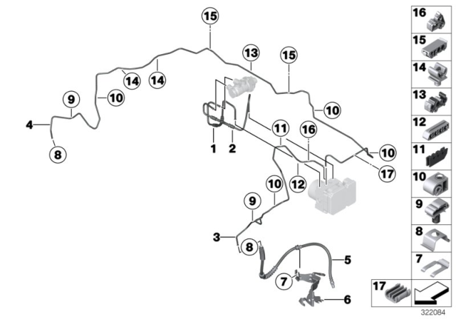 2015 BMW 328i Brake Pipe, Front Diagram 3