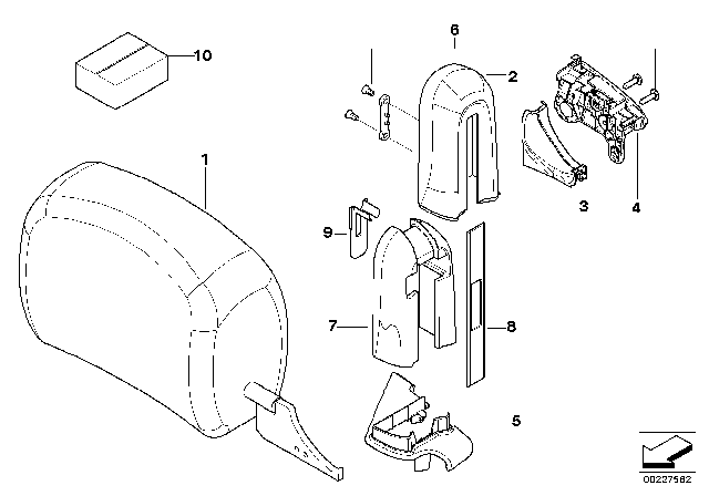 2009 BMW M6 Seat, Front, Head Restraint Diagram