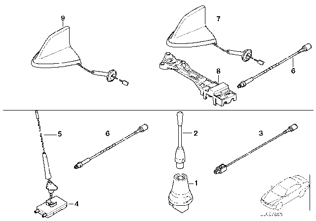 2004 BMW 325xi Single Parts For V-Series Telephone Antenna Diagram