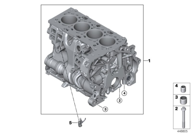 2019 BMW 530i Engine Block & Mounting Parts Diagram 1
