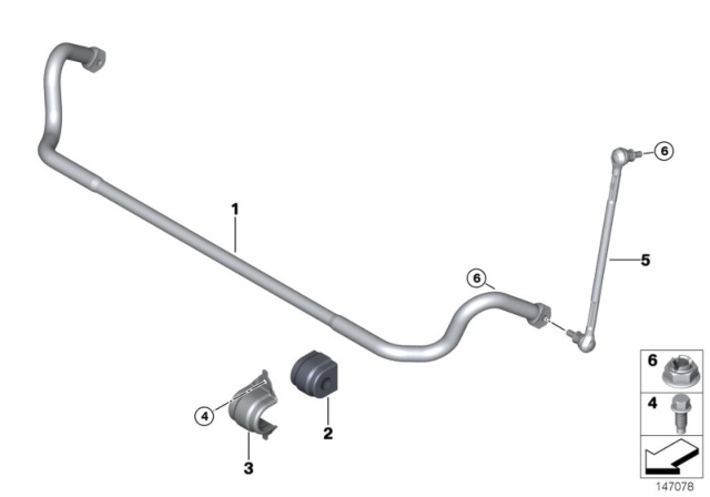 2008 BMW 335xi Stabilizer Front With Rubber Mounting Diagram for 31356793639