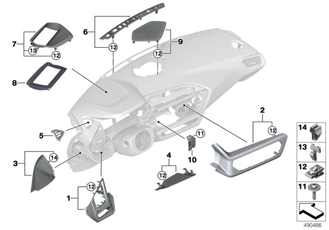 2020 BMW Z4 Mounting Parts, Instrument Panel Diagram 2
