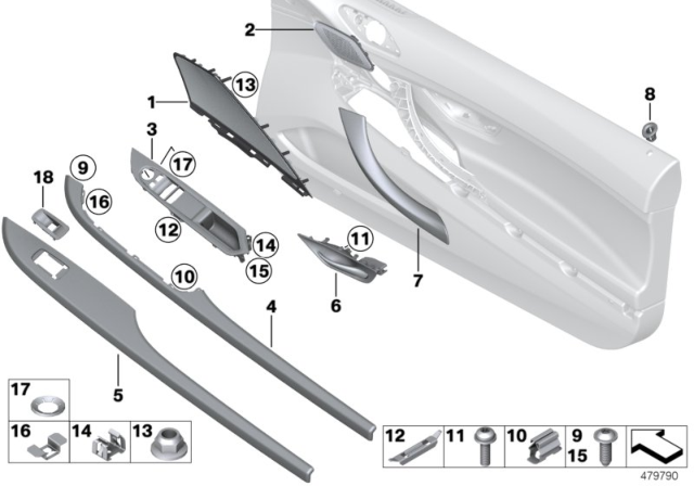 2015 BMW M6 Mounting Parts, Door Trim Panel Diagram