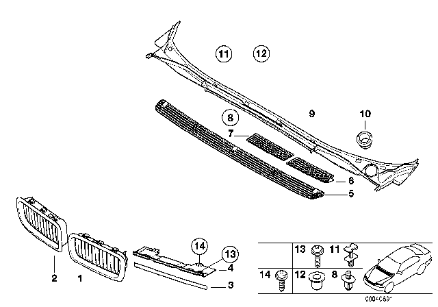 1999 BMW 740i Cover, Primed, Left Diagram for 51138236891