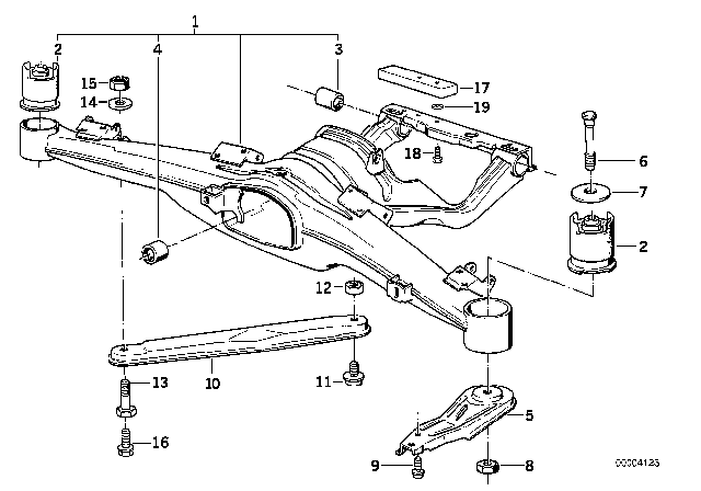 1990 BMW 525i Rear Axle Carrier Diagram