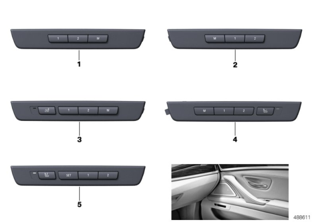 2014 BMW 550i Operating Unit, Supplement Seat Functions Diagram
