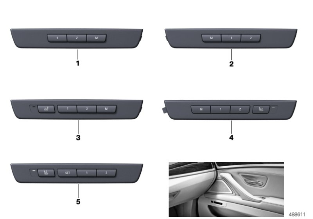 2014 BMW 528i Operating Unit, Supplement Seat Functions Diagram