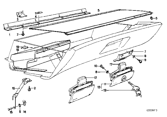 1985 BMW 735i Covering Glove Box Diagram for 51161909390