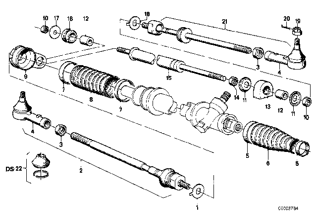 1979 BMW 320i Tie Rods With Steering Damper Diagram