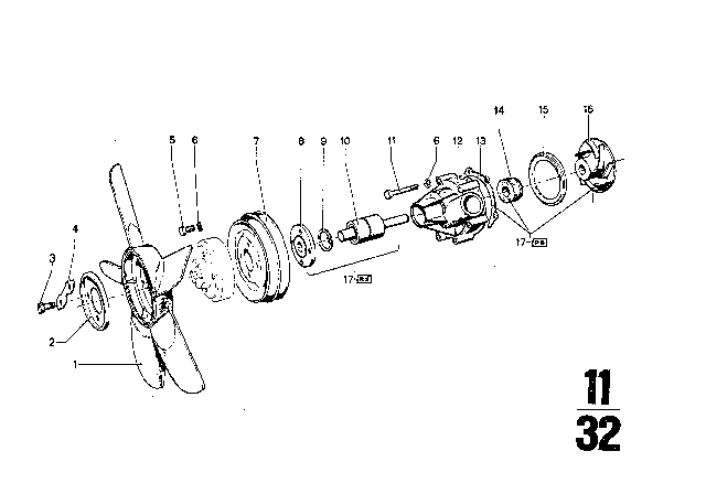 1976 BMW 3.0Si Water Pump Diagram 1