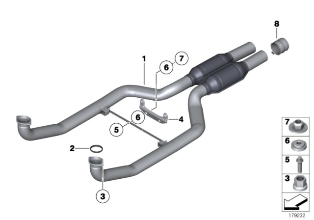 2010 BMW 750Li Front Exhaust Muffler Silencer Resonator Diagram for 18307646947