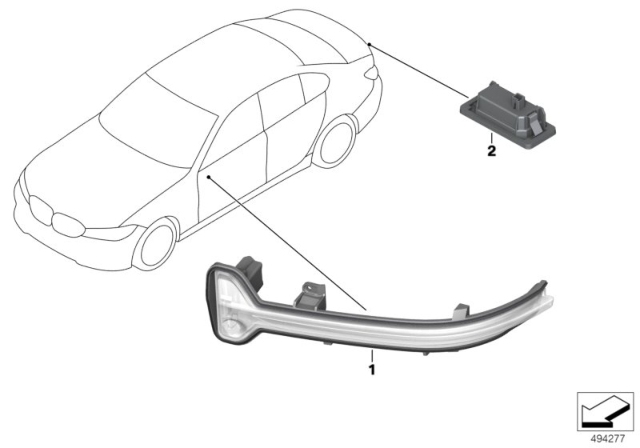 2020 BMW M340i Side Repeater / Lights Outer Diagram