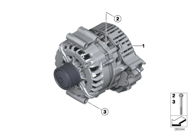 2014 BMW ActiveHybrid 5 Starter Motor Generator Diagram for 12317622372