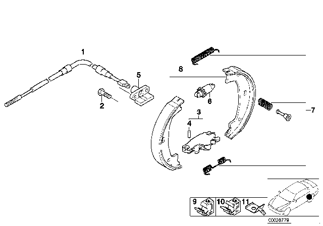 2002 BMW Z3 Parking Brake / Brake Shoes Diagram