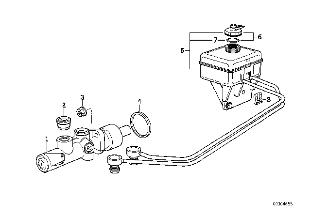 1994 BMW 530i Brake Master Cylinder / Expansion Tank Diagram