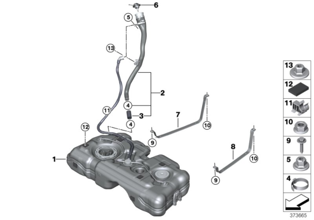 2019 BMW X1 Fuel Tank Mounting Parts Diagram